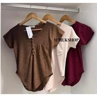 ราคา เสื้อยืดกระดุมหน้าผ้าร่องสลาฟ แขนสั้น ป้ายAngel พร้อมส่ง (23129775481)