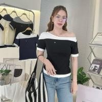 ราคา 087 088 Deezyy รุ่น Chic Line ชิค ไลน์ เสื้อยืดแขนสั้นทูโทน 2 แต่งอะไหล่สีเงิน DZ (55900107364)