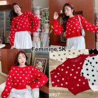 ราคา เสื้อครอปไหมพรมแขนยาว สเวตเตอร์ลายจุด ผ้านุ่นนิ่ม ทรงสวย (53551950512)