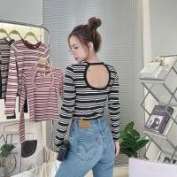 ราคา 155 156 Deezyy เสื้อยืดคอกลม แขนยาวลายริ้ว เว้าหลัง แต่งกุ๊นคอ ผ้านุ่มคุณภาพดี สวมใส่สบาย ดีไซน์เรียบหรู (41575339942)