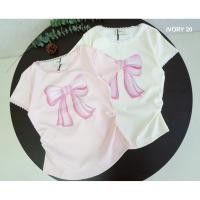 ราคา VV886 IVORY งานเสื้อยืดแฟชั่นแขนสั้น งานสกรีน ปักเพชร โบว์ หยุมข้าง (40419706081)