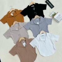 ราคา 109 110 Deezyy เสื้อครอป คอปกแขนสั้น ผ้าCotton supersofeมูจิ (28426152896)