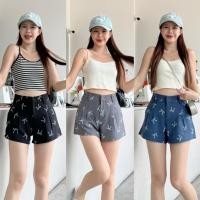 ราคา พร้อมส่ง กางเกงขาสั้นเนื้อผ้าสโนว์ สกีนลายโบว์ เพิ่มความน่ารัก (27503950797)