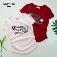 ราคา VV115 V46ป้ายIVORY เสื้อยืดผ้ายูนิโคล่ ปักดอกมุกนูน แต่งเพชร เนื้อดีใส่สบายอยู่ทรงสวย (27125990947)