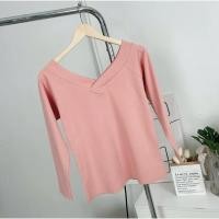 ราคา 005ก DEEZYY เสื้อยืด แขนยาว คอวีหน้าวีหลัง ผ้าCotton supersofeมูจิ (25485450587)