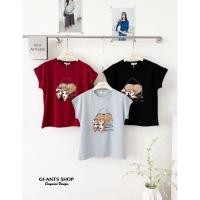 ราคา GI ANTS GI 339 เสื้อคอกลมไหล่ล้ำซกแขน สกรีนลายกระเป๋าหัวใจ ผ้าcotton (49200816583)