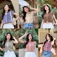 ราคา เสื้อครอปไหมพรมแขนสั้น LK7 ลายทาง ดีเทลแต่งซิป คอปก สายคาเฟ่คือห้ามพลาดดดด (40252544270)