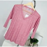 ราคา 091 092 เสื้อยืดคอวี แขนสามส่วน ผ้าบาง ผ้าSnow (27566163159)