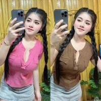 ราคา เสื้อยืดผ้าสลาฟ คอวีกระเป๋าคู่ สุดเก๋ ป้ายAngel Style พร้อมส่ง (22641104086)