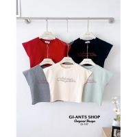 ราคา GI ANTS GI 147 เสื้อครอปคอกลมไหล่ล้ำ งานติดอะไหล่กากเพชรสุดcute งานสวยเก๋ (29636082012)