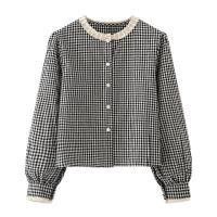 ราคา ลายสก๊อตสไตล์เกาหลีผู้หญิงสุภาพสตรีเสื้อเชิ้ตแขนยาวหลวมเสื้อ (24137633879)