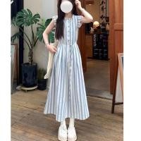 ราคา ชุดเดรสแม็กซี่ยาว คอกลม แขนกุด ลายทาง สไตล์เกาหลี สําหรับผู้หญิง สินค้าพร้อมส่ง (17698240227)