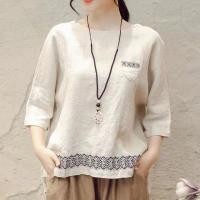 ราคา เสื้อเชิ้ตแขนสามส่วน ผ้าฝ้าย และผ้าลินิน สไตล์เกาหลี สําหรับผู้หญิง พร้อมส่ง (24909033795)