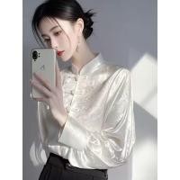 ราคา สไตล์จีนผู้หญิงสุภาพสตรีหลวมดอกไม้พิมพ์โคมไฟเสื้อแขนยาวเสื้อ (40752766118)