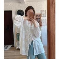 ราคา เกาหลี ผู้หญิงแฟชั่นย้อนยุคหลวมแขนยาวลําลองคอปกกลมลูกไม้เสื้อเชิ้ตสีขาว (44209218980)