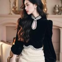 ราคา เสื้อแขนยาวสไตล์เกาหลีสำหรับผู้หญิง จากผ้าบางลูกไม้ (45300715567)