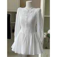 ราคา แฟชั่นเกาหลี ผู้หญิงแขนยาวย้อนยุคเอวบางคอกลมลูกไม้มินิเดรส (44000452775)