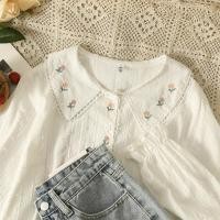 ราคา เสื้อเชิ้ตแขนยาว ทรงหลวม ปักลายดอกไม้ สไตล์เกาหลี สําหรับผู้หญิง พร้อมส่ง (24022280465)