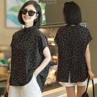 ราคา สไตล์เกาหลีสุภาพสตรีชีฟองหลวมลายจุด แบ็ตวิง เสื้อแขนสั้น (43055085087)