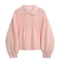 ราคา สไตล์เกาหลีผู้หญิงสุภาพสตรีหลวมลายสก๊อตเสื้อแขนยาวเสื้อ (26115537833)