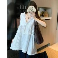 ราคา เสื้อเชิ้ตสไตล์เกาหลีสำหรับผู้หญิง ทำจากชีฟองลายจุด ทรงคลุม ดีไซน์คอวี (40661511528)