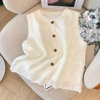 ราคา สไตล์เกาหลีผู้หญิงสุภาพสตรีหลวมลูกไม้เสื้อแขนกุดเสื้อ (44105895447)