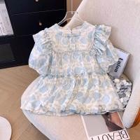 ราคา เสื้อแขนสั้นสไตล์เกาหลีสำหรับผู้หญิง แบบชีฟองนวลเนียน พิมพ์ลายดอกไม้ (43806727345)