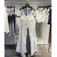 ราคา สไตล์เกาหลีผู้หญิงสุภาพสตรีฤดูร้อนชายหาดลูกไม้สีขาวโครเชต์สลิงแขนกุด แมกซี่ ยาวแกว่งพรรคชุดพร้อมสต็อกใหม่ (42151711526)