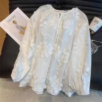 ราคา ผู้หญิงหลวมแขนยาวขนาดบวกเสื้อลูกไม้สีขาวท็อปส์เสื้อ (28886742512)