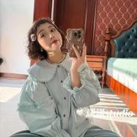 ราคา สไตล์เกาหลีผู้หญิงสุภาพสตรีหลวมตุ๊กตาปกลูกไม้พัฟเสื้อแขนยาวเสื้อ (28883144112)