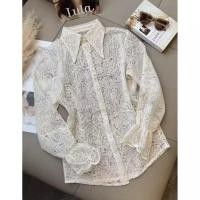 ราคา สไตล์เกาหลีผู้หญิงสุภาพสตรีหลวมลูกไม้เย็บปักถักร้อยเสื้อแขนยาวเสื้อ (27277159685)