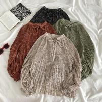 ราคา เสื้อเชิ้ตแขนยาว ผ้าชีฟอง ลายดอกไม้ สไตล์เกาหลี สําหรับผู้หญิง (25474530323)