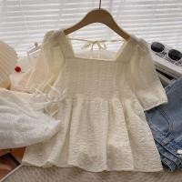 ราคา เสื้อเชิ้ตแขนสั้น คอสี่เหลี่ยม ทรงหลวม สไตล์เกาหลี สําหรับผู้หญิง พร้อมส่ง (24557375391)