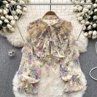 ราคา เสื้อเชิ้ตแขนยาว ผ้าชีฟอง ทรงหลวม ลายดอกไม้ สไตล์เกาหลี สําหรับผู้หญิง (24172654684)