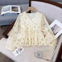 ราคา เสื้อเชิ้ตแขนยาว ทรงหลวม ปักลายดอกไม้ สไตล์เกาหลี สําหรับผู้หญิง พร้อมส่ง (23287867605)