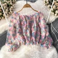 ราคา เสื้อเชิ้ต ผ้าชีฟอง ปักเลื่อม ลายดอกไม้ แฟชั่นฤดูร้อน สําหรับผู้หญิง (21896463603)