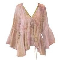 ราคา เสื้อชีฟองลายดอกไม้คอวีแขนยาวผู้หญิงเกาหลี (44252140702)