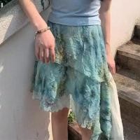 ราคา สไตล์เกาหลีผู้หญิงสุภาพสตรีชีฟองเอวยางยืดผิดปกติจีบกระโปรงยาว มิดิ ชุด (40500636256)