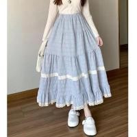 ราคา สไตล์เกาหลีผู้หญิงสุภาพสตรีชีฟองเอวยางยืดจีบกระโปรงยาว มิดิ ชุด (29409022931)