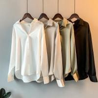 ราคา เสื้อเชิ้ตแขนยาว ผ้าซาติน ทรงหลวม สไตล์เกาหลี สําหรับผู้หญิง (25974555202)