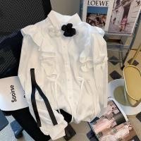 ราคา เสื้อเบลาส์ แขนยาว คอปก ทรงหลวม สีขาว สไตล์เกาหลี เรโทร แฟชั่นสําหรับผู้หญิง (25509758874)