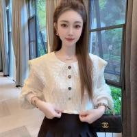 ราคา เสื้อแขนยาวสไตล์เกาหลีสำหรับผู้หญิง ดีไซน์เหมือนตุ๊กตา ทอจากเนื้อลายลูกไม้ (40167667409)