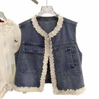 ราคา แจ็กเก็ตยีนส์แขนกุดสไตล์เกาหลี สำหรับผู้หญิง แบบย้อนยุคลoose fit รอบคอดูดี (47951931242)