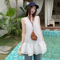 ราคา ดีไซน์แบบเกาหลี กระโปรงสั้นแขนกุดสำหรับผู้หญิง ลายลูกไม้สีขาวยกทรงสวยงาม ใหม่แกะกล่อง (43618703890)