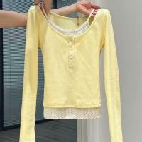 ราคา เสื้อเชิ้ตลูกไม้ปลอมแขนยาวสำหรับผู้หญิง เนื้อบางเบากะทัดรัด สวมใส่ง่าย (43313826484)