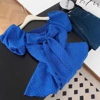 ราคา เสื้อสั้นพัฟสไตล์เกาหลี ทรงเอวกระแทรก ลายจุด (42860931798)