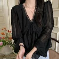 ราคา เสื้อลูกไม้สไตล์เกาหลี คอปกแขนยาว สำหรับผู้หญิง (41920333117)