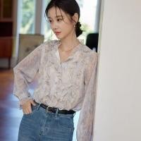 ราคา แฟชั่นเกาหลีผู้หญิงแขนยาวย้อนยุคหลวมสบายๆเสื้อเสื้อเสื้อลายดอกไม้ (41775196023)