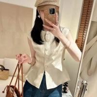 ราคา สไตล์เกาหลีผู้หญิงสุภาพสตรีเอวบางเสื้อแขนกุดเสื้อ (41654302687)