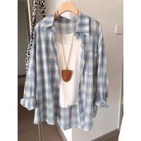 ราคา เสื้อแขนยาวสไตล์เกาหลีสำหรับสุภาพสตรี ขนาดใหญ่ ลายสก็อต ใส่สบาย (41306896563)